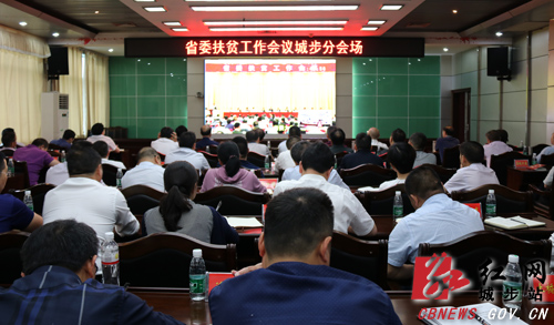 城步组织收看省委扶贫工作视频会议(图1)